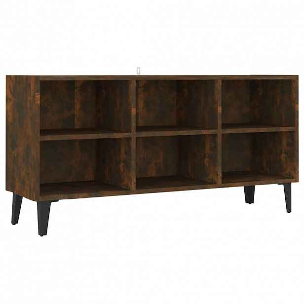 vidaXL TV stolek s kovovými nohami kouřový dub 103,5 x 30 x 50 cm