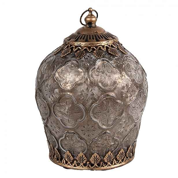 Hnědá skleněná svítící LED lucerna Balli - Ø 13*18 cm Clayre & Eef