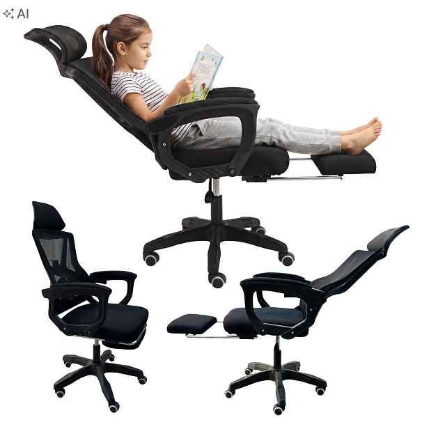 Kancelářská židle herní ergonomická otočná s podnožkou