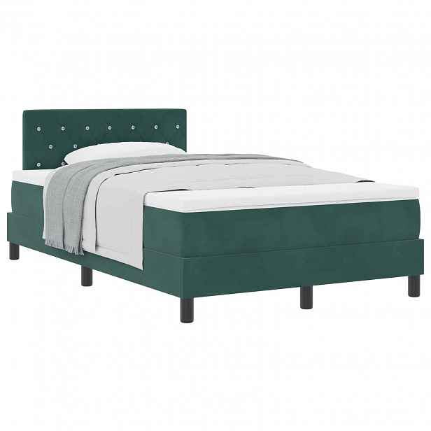 vidaXL Postel s boxspringem s matrací Tmavě zelená 120 x 190 cm samet