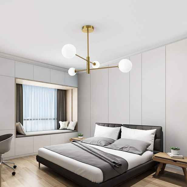 Závěsná lampa Dorado IV zlatá Light Prestige LP-002/4P 4xG9 skleněné koule