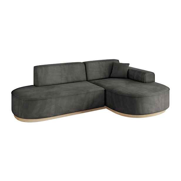 ALTDECOR ROHOVÁ SEDAČKA s otomanem, pravá MARI-L1-v1 243x171x83 Tmavě šedá Velur