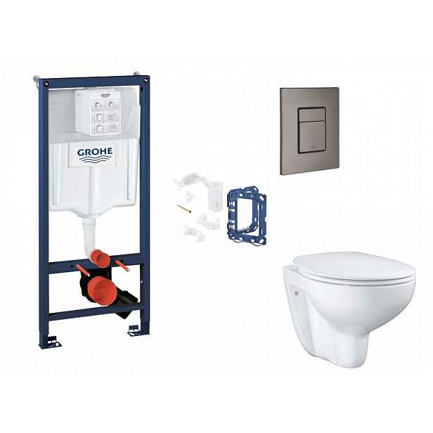 Grohe Rapid SL - Set předstěnové instalace, klozetu, sedátka SoftClose, tlačítka Skate Cosmopolitan a sady pro vhazování tablet, kartáčovaný Hard Grap