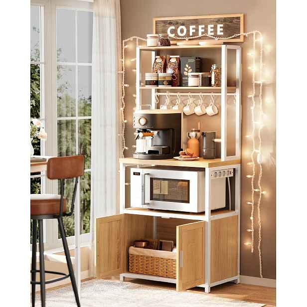 Kuchyňský regál se zásuvkovou lištou a deskou 60 x 170 x 40 cm dub bílá