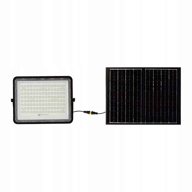 Led halogenový zářič 20W solární s dálkovým ovládáním, studené světlo, černá barva V-tac