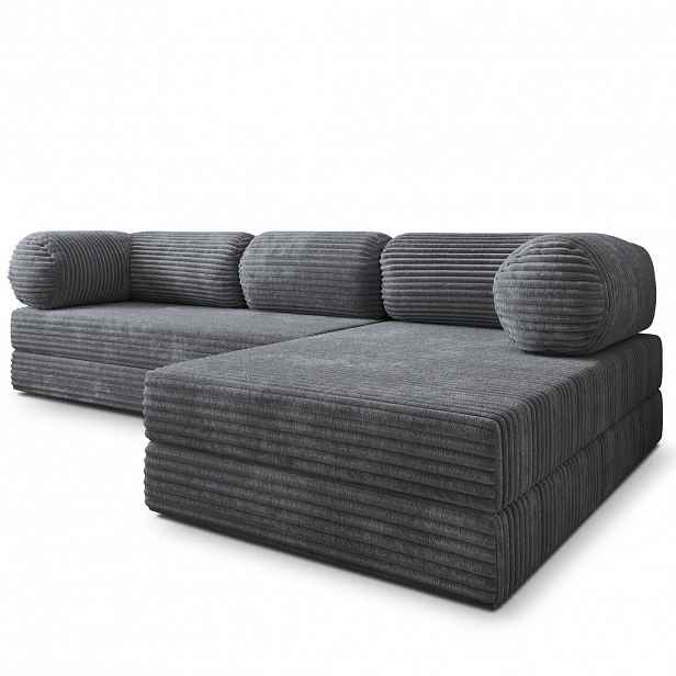 MASSENO ROHOVÁ SEDAČKA ETERA modulární Boneless pohovka s funkcí spaní, grafitová TILIA 90