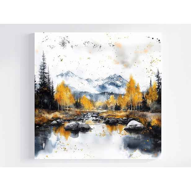 Obraz Na Plátně Canvas Krajina Hory Jezero Stromy Podzim 50x50