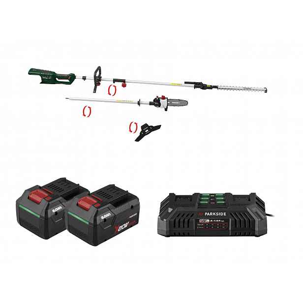 Parkside® Aku zahradní kombinované nářadí 4 v 1 Pgkga 40-Li A1, 2x Smart 8 Ah