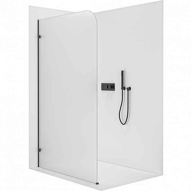 Sprchová zástěna Walk-in Orbis - Levá - 8 mm - černá matná, mléčné sklo - 70x200 cm