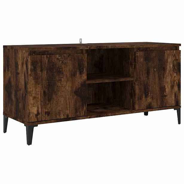 vidaXL TV stolek s kovovými nohami kouřový dub 103,5 x 35 x 50 cm
