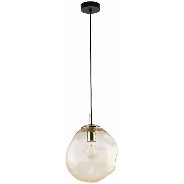 Závěsné svítidlo Sol Černé s Jantarovým Kloszem 1xE27 25 cm