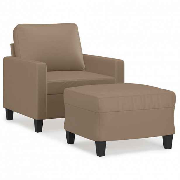 vidaXL Křeslo s podnožkou cappuccino 60 cm umělá kůže