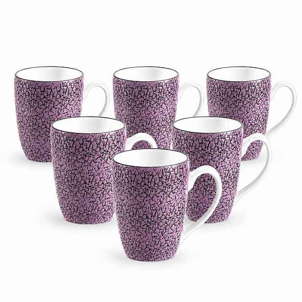 6 x Porcelánové šálky na kávu Latte 450 ml Wilmax Levandulové ručně vyráběné