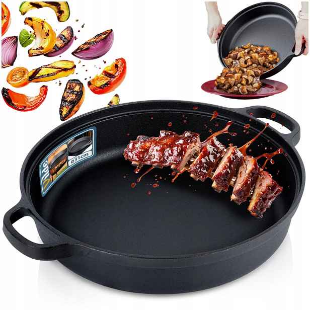 Litinová pánev na plyn, indukční gril, ohniště do trouby 30 cm 3,5 l