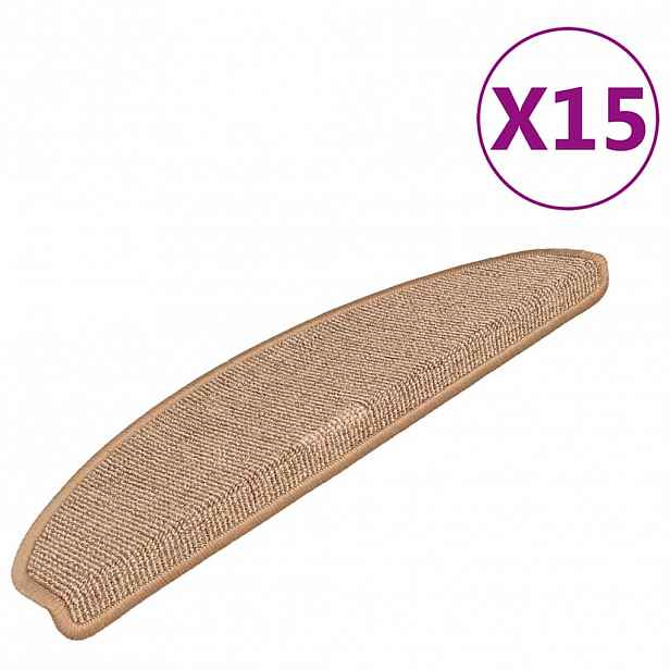 vidaXL Schodové rohože 15 ks 65 x 21 x 4 cm světle hnědé, půlkulaté, velké