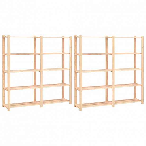 vidaXL Úložný regál 5 polic 2 ks 170x38x170 cm masivní borovice 500 kg