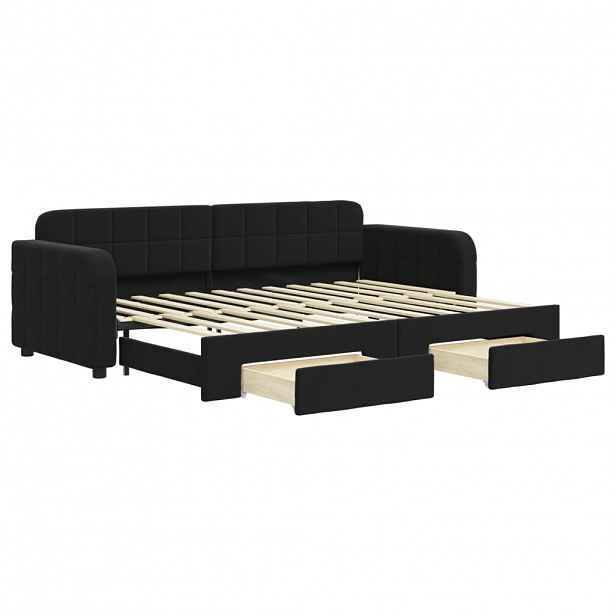 vidaXL Válenda s přistýlkou a zásuvkami černá 80 x 200 cm samet