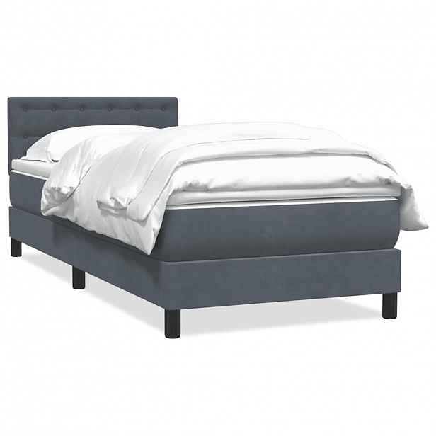 vidaXL Box spring postel s matrací tmavě šedá 80x210 cm samet