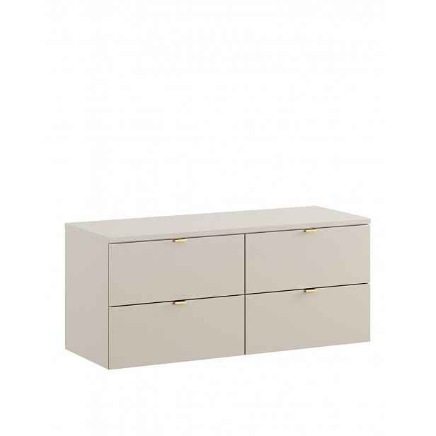 Dvojitá koupelnová skříňka pod umyvadlo 120 cm s deskou, sada Kašmír (SET-DC B 120CM)