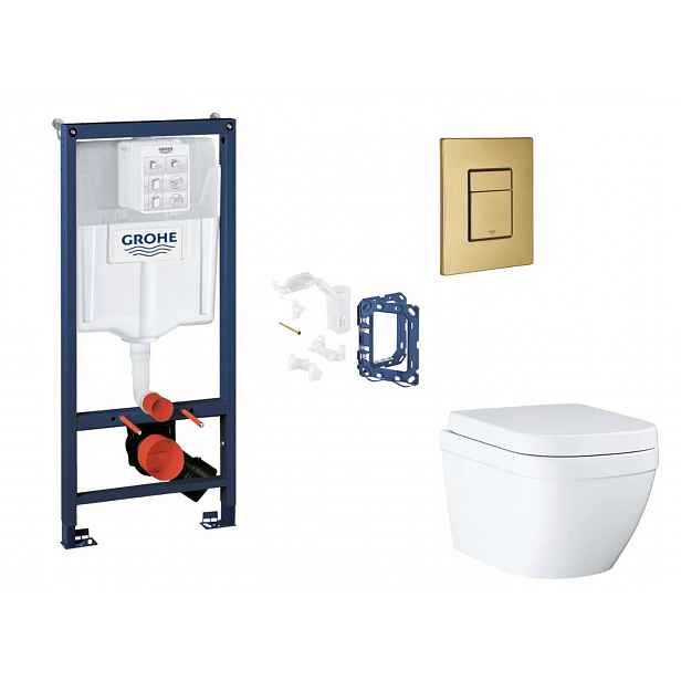 Grohe Rapid SL - Set předstěnové instalace, klozetu, sedátka SoftClose, tlačítka Skate Cosmopolitan a sady pro vhazování tablet, Triple Vortex, kartáč