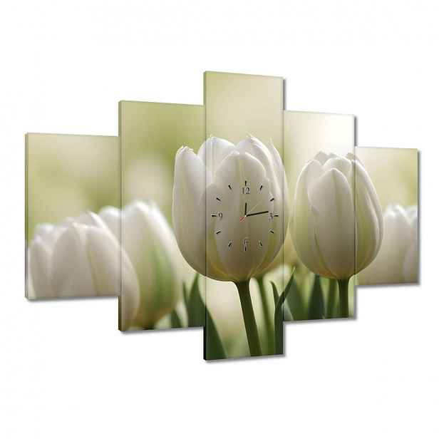 Hodiny 150x105 Bílé tulipány
