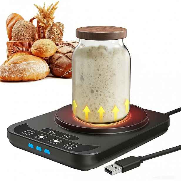 TEMU Ohřívač na kvasnou kulič s ukazatelem teploty, ohřívací podložky na kvasnou kulič 100℉ elektrické ohřev 12hodinová funkce časování ohřívací