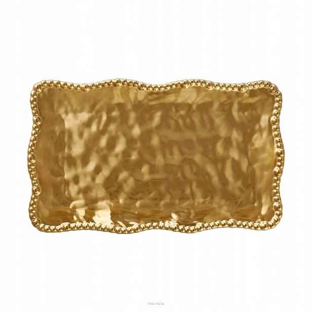 Villa Italia Patrový podnos na zákusky Obdélníkový talíř 36 x 21 cm Mestiere Gold