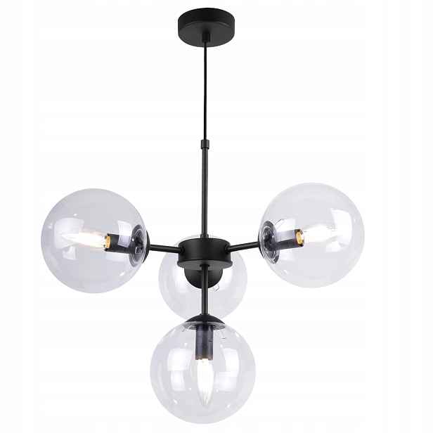 Závěsná Stropní Lampa Lustr Černý Loft Moderní Skleněné Koule Glamour