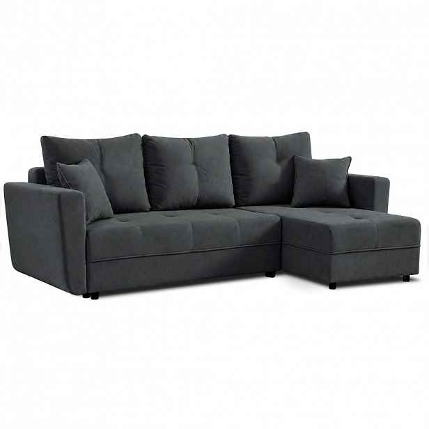 Beautysofa ROHOVÁ ROZKLÁDACÍ POHOVKA Verona s úložným prostorem a univerzální lenoškou, 240 cm, tmavě šedá