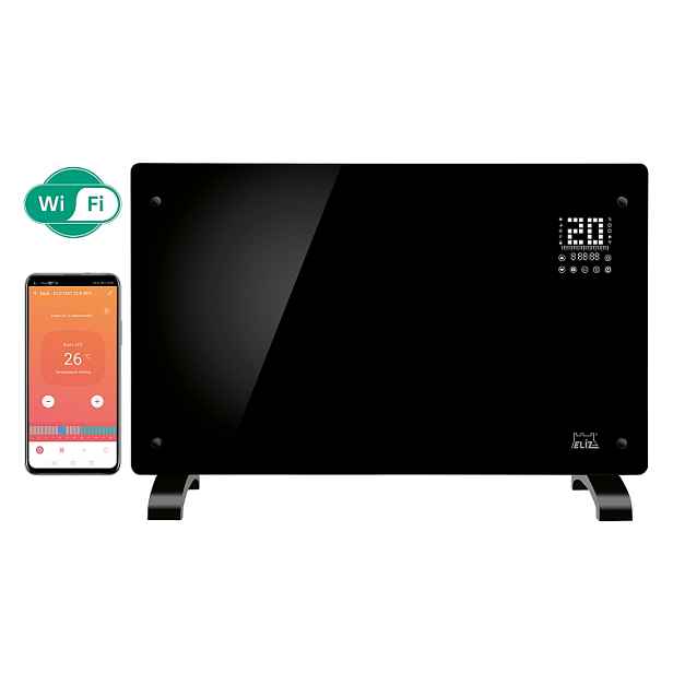 Elíz GHT20B-WIFI  2000 W skleněný konvektor s wifi ovládáním a časovačem - černý