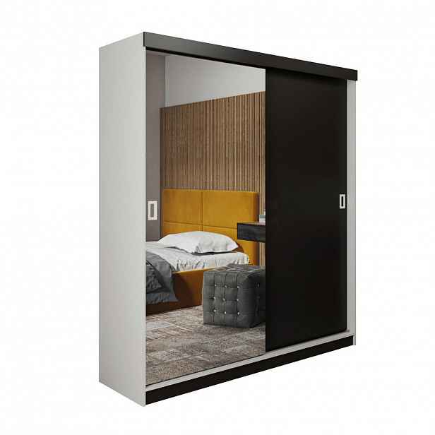 Kier Furniture POSUVNÁ ŠATNÍ SKŘÍŇ RETRO 1 138 - Bílá & Černá 138x205x59cm