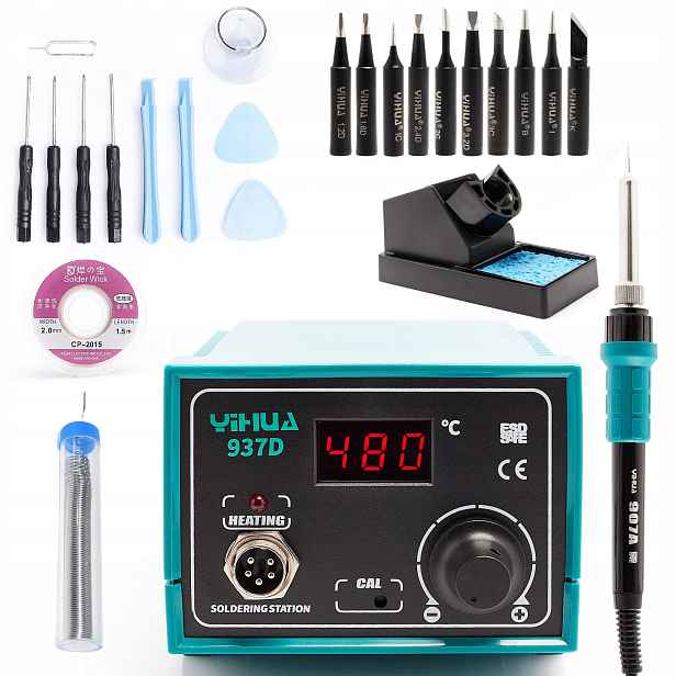 Pájecí Stanice Yihua 937D 40W Černé Hroty Cín Esd Techrebal