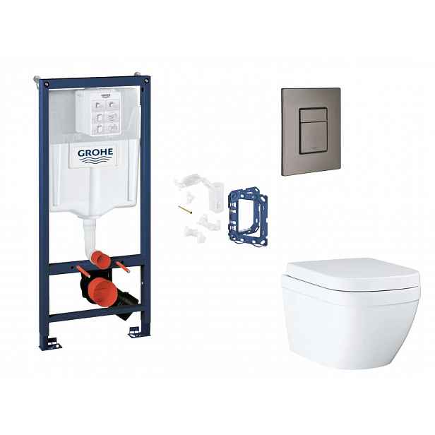 Grohe Rapid SL - Set předstěnové instalace, klozetu, sedátka SoftClose, tlačítka Skate Cosmopolitan a sady pro vhazování tablet, Triple Vortex, kartáč