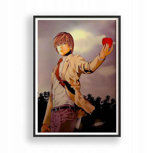 Obraz Death Note Light Yagami Anime Plakát Rámeček Dřevěný Černý 30x42 cm