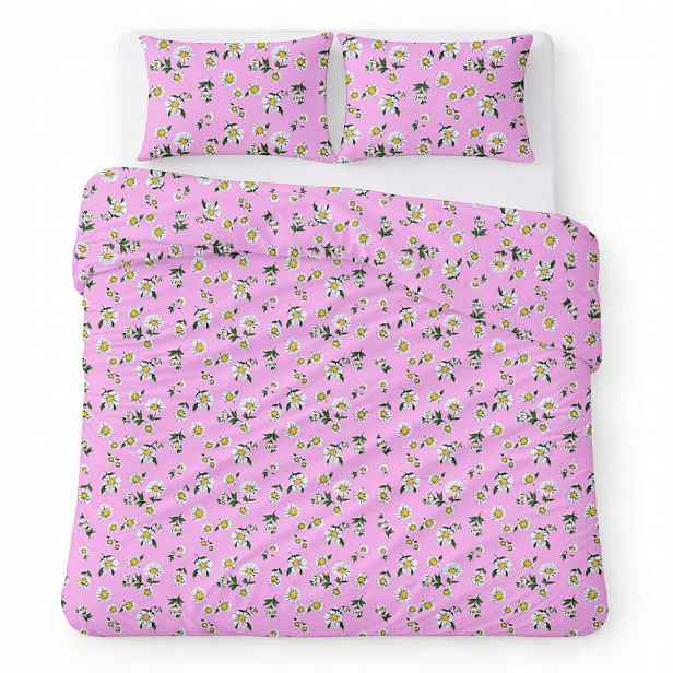 Povlečení bavlněné 200x220 růžové s klasickými sedmikráskami Cotton Home