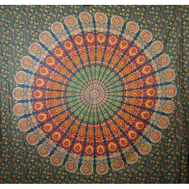 XXL Indická Přikrývka Závěs Ubrus Mandala 210x230