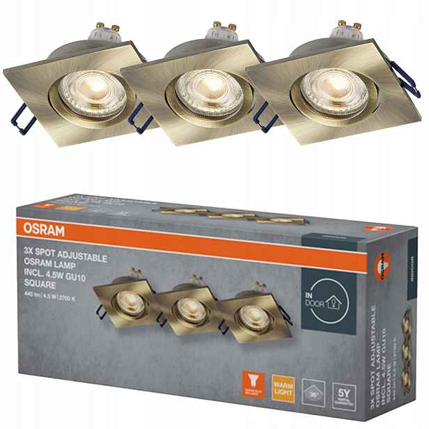 3x Stropní Led svítidlo GU10 4.5W 2700K stmívatelné Osram