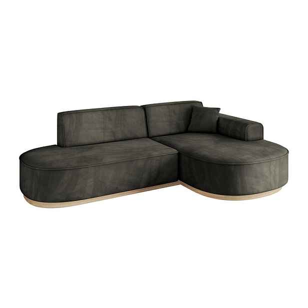 ALTDECOR ROHOVÁ SEDAČKA s otomanem, pravá MARI-L1-v1 243x171x83 Černá Velur