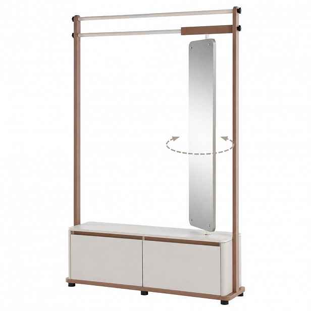 Beautysofa PŘEDSÍŇOVÁ STĚNA Boreo se 2 dveřmi a otočným zrcadlem, 125 cm, kašmír + světle hnědá