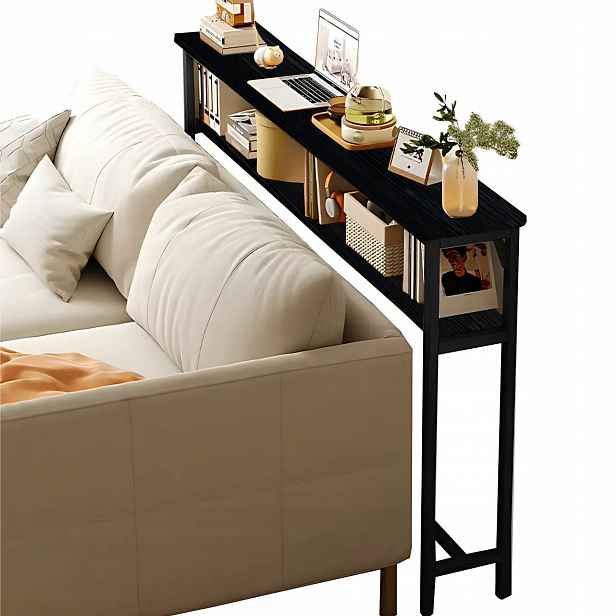 Konzola Stolek Loft Za Pohovku Boční Regál Držák Na Květináč Obývacího Pokoje Černý 102x80x20