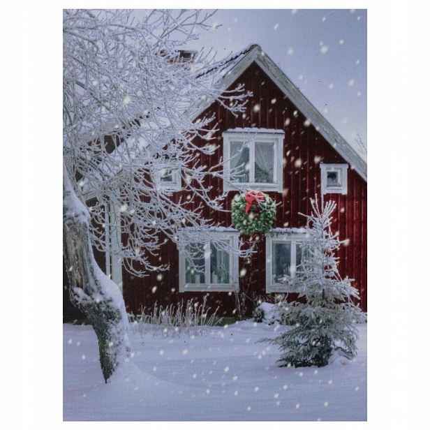Led vánoční obraz na plátně podsvícený 30x40 cm, dekorace