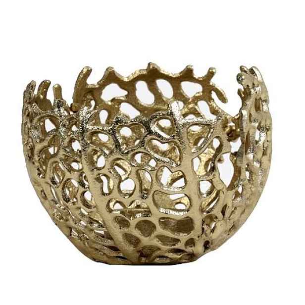 Zlatý antik kovový svícen na čajovou svíčku Sabela - Ø 12*10cm Light & Living