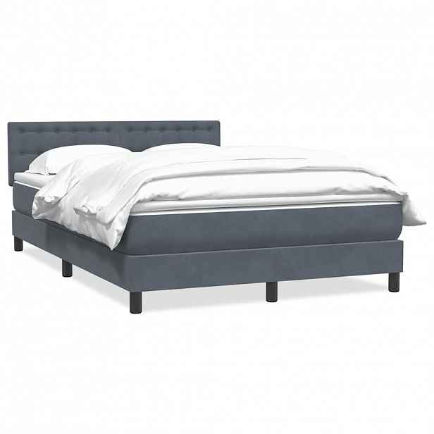 vidaXL Box spring postel s matrací tmavě šedá 160x210 cm samet