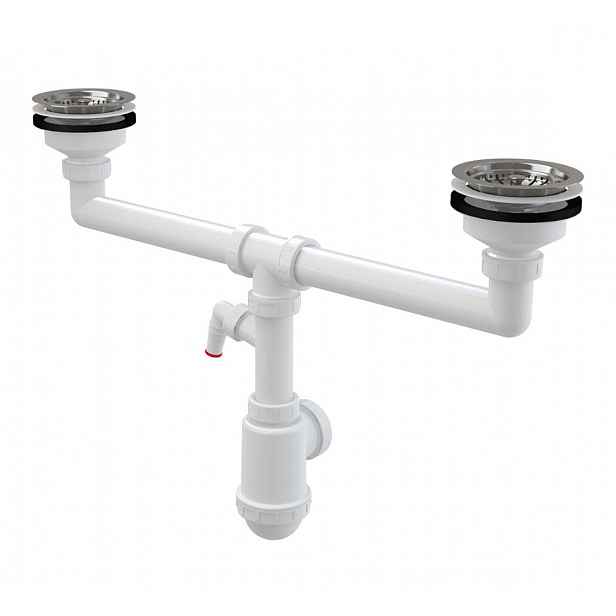 Alca - Sifon pro dvoudřez, průměr 115 mm, s přípojkou, plast A453P