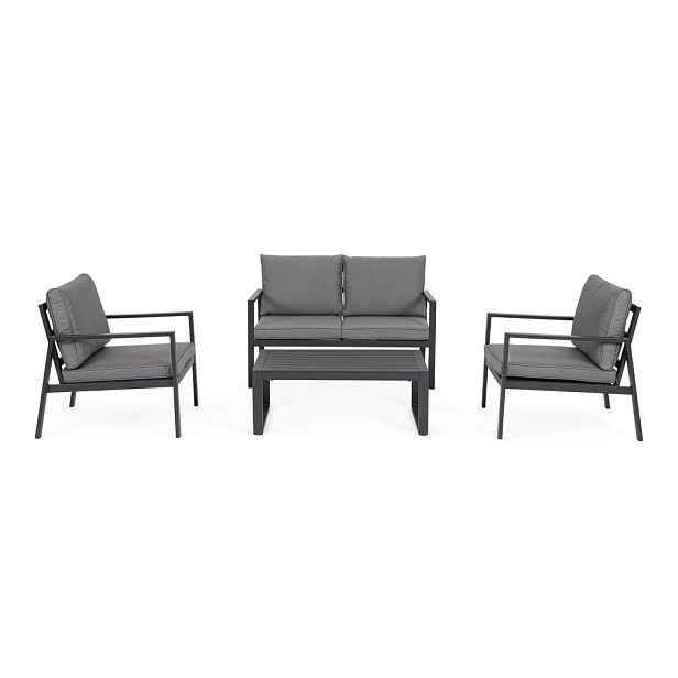 Antracitový hliníkový zahradní lounge set pro 4 Hilde – Bizzotto