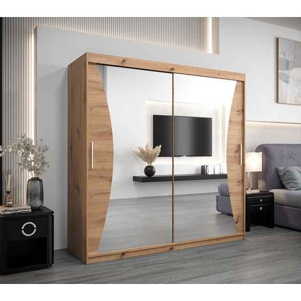 Šatní skříň EMILIE - šířka 200 cm, dub artisan