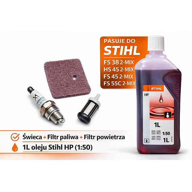 Servisní sada pro Stihl FS38 FS55 FS45 HS45 2-MIX Filtry Svíčka OleJ 1L