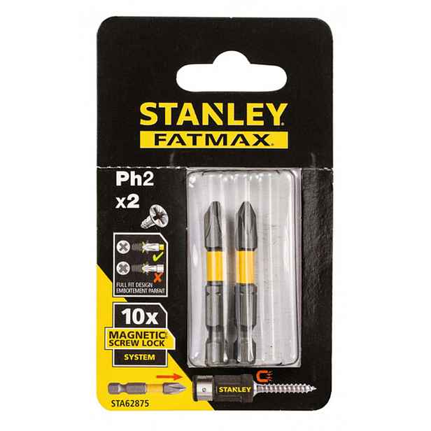 Stanley - Sada bitů PH2 se ScrewLock systémem, délka 50 mm, 2 ks STA62875-XJ