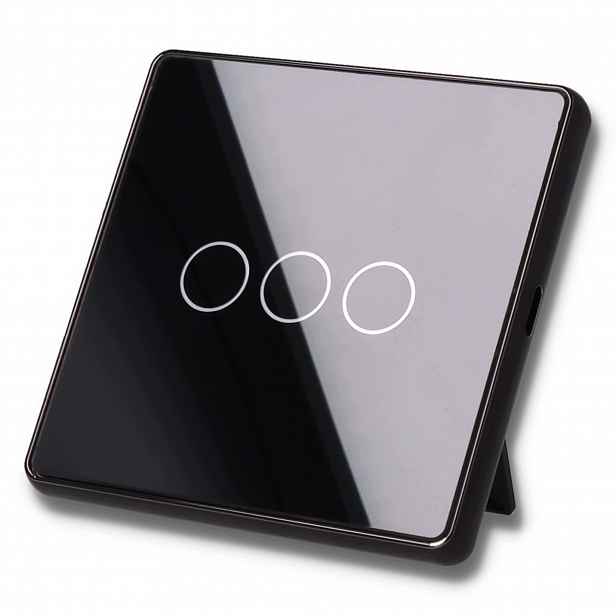 Dálkové ovládání pro scény ZigBee, trojitý černý dotykový panel Tuya DC Smart Home