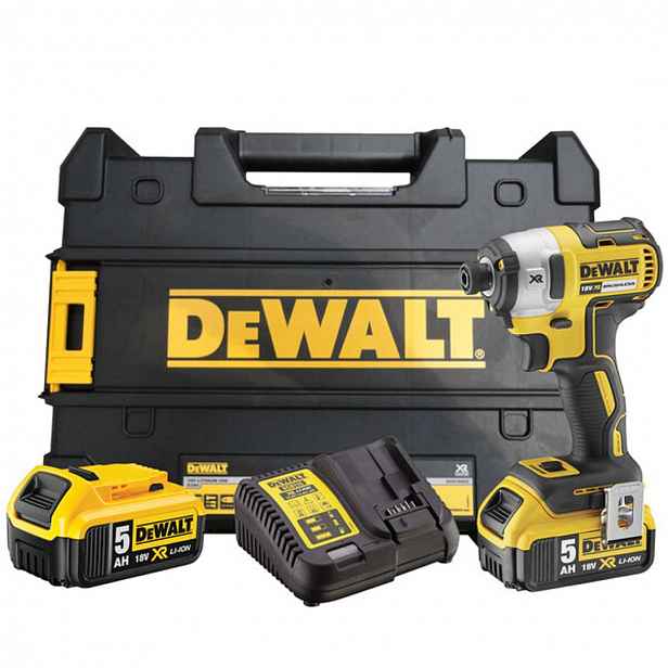 DeWALT - 18V AKU rázový utahovák, 2x aku 5,0 Ah XR, nabíječka DCF887P2